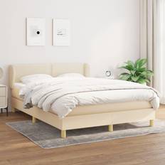 140cm - Beige Continentaal Bedden vidaXL Boxspring Met Matras Stof 140x200 cm