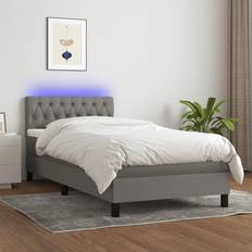 vidaXL A Molle Materasso E LED Grigio Scuro 90x200 cm In Tessuto Letto Continentale