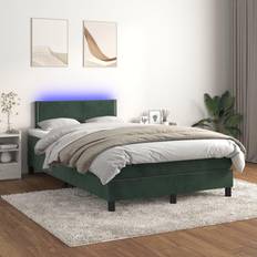 vidaXL Matelas Et LED Rembourré Lit Double 120x200 cm - Vert Lit Continental