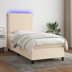 vidaXL Sommier À Lattes de Matelas et LED Crème 90x200 cm Lit Continental