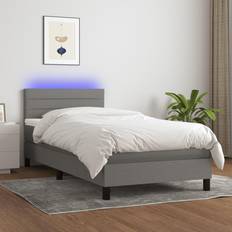 vidaXL A Molle Materasso E LED Grigio Scuro 90x200 cm In Tessuto Letto Continentale