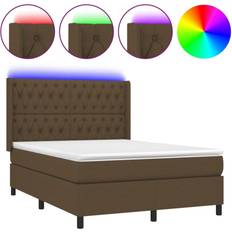 vidaXL A Molle Materasso E LED Marrone Scuro 140x200 cm Tessuto Letto Continentale