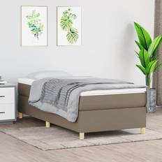 Senge & Madrasser vidaXL 100x200 stof gråbrun Kontinentalseng