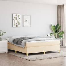 160cm - Beige Continentaal Bedden vidaXL Boxspring Met Matras Stof 160x200 cm