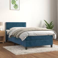 Blu Letti vidaXL Giroletto A Molle Con Materasso Blu Scuro 100x200 cm In Velluto Letto Continentale