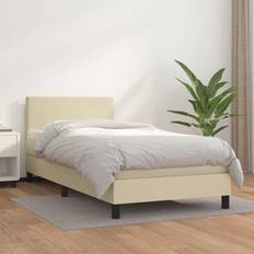 Bianco Letti vidaXL Giroletto A Molle Con Materasso Nero 90x200 cm In Similpelle Letto Continentale