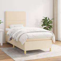 Beige Betten vidaXL Stoff Creme Boxspringbett