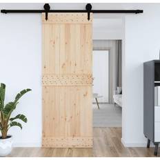 vidaXL Narvik Madera Maciza Pino 85x210 cm - Marrón Puerta Corredera Izquierda (70x)