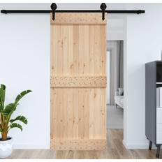 Brown Sliding Doors vidaXL Barn Solid Pine Sliding Door L (x210cm)