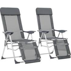 Folding Camping Chairs With Footrests 2pcs