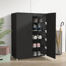 Fabric Hallway Furniture & Accessories vidaXL Cabinet Black 60 x 28 x 90 cm Shoe Rack