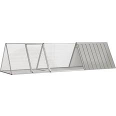 Kanin - Kaninbur Kæledyr vidaXL kaninbur 302,5x80,5x71 galvaniseret stål grå