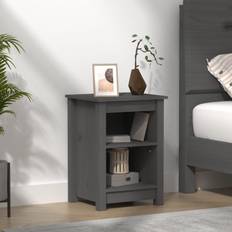 vidaXL Grigio 40x35x55 cm Legno Massello di Pino Comodino 35x40cm
