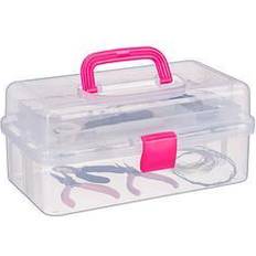 Relaxdays Aufbewahrungsbox transparent, pink 33,0 Staukasten