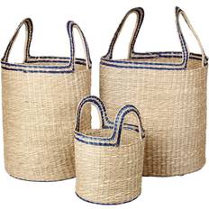 Beige Paniers Broste Copenhagen Paniers Lykke Bleu Set De 3 Pièces 14420261 Panier