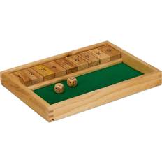 Trä tärningar Relaxdays 10023500 Shut The Box 9-serien, 2 tärningar i trä och tärningsbräda, för minst 2 spelare, klassiskt familjespel, trä natur/grön