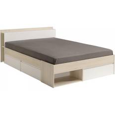 Lits et Matelas vente Parisot Lit Adulte Combo 140x190/200 cm - Acacia Et Blanc - 3 Tiroirs Beige