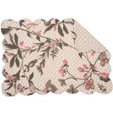 C&F Home Blair Garden Quilted Oblong Rectangular Cotton Placemat Set of 6 Place Mat Brown
