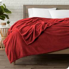 Bare Home Microfiber Fleece Blankets Brown, Red