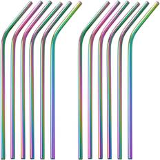 Pailles Gräwe Edelstahl-Strohhalme, 12-teilig, Gebogen, Regenbogen