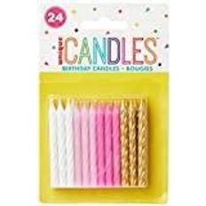 Unique Party 19972 Pink, White & Gold Spiral Birthday Candles, Pack of 24