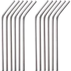 Silver Straws Gräwe Edelstahl Trinkhalme 12er Set Silber Gebogen