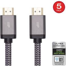 Monoprice 8K Certified Braided Ultra High Speed HDMI 2.1 Cable 3 Feet 5 Pack 48Gbps Sony PS 5, PS 5 Digital Edition