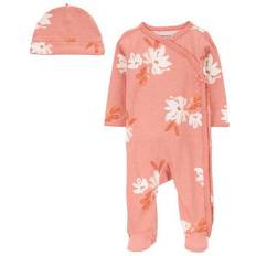 Rosa Schlafanzüge Carter's Baby Floral Sleep & Play Pajamas and Cap Set 2-piece - Pink