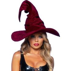 Halloween Hats Leg Avenue Burgundy velvet ruched witch hat