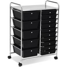 Black Trolley Tables Costway Rolling Organizer Cart Trolley Table 14.5x24.5"