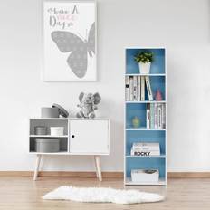 Blue Book Shelves Furinno Luder 5-Tier Reversible Color Open Bookcase Book Shelf