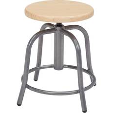 Gray Stools National Public Seating 18 Wood and Grey Frame Adjustable Swivel Natural/Grey Seating Stool