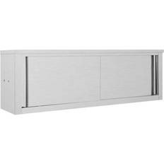 Gris Armoires vidaXL De Cuisine Avec Portes 150x40x50 cm Inox Armoire