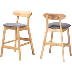 Gray Furniture Baxton Studio & Grey/Natural Ulyana Bar Stool