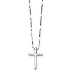 QVC Sterling Polished Diamond Accent Cross Necklace 000