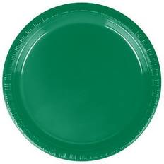 Azul Platos Desechables Creative Converting Touch Of Color 20 Count 7" Heavy Duty Plastic Plates Emerald Green