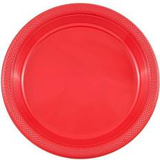 Red Disposable Plates Jam Paper Round Plastic Party Small 7 inch Red 20/Pack