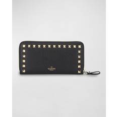 Valentino Garavani Rockstud Grainy Calfskin Zipped Wallet - Black