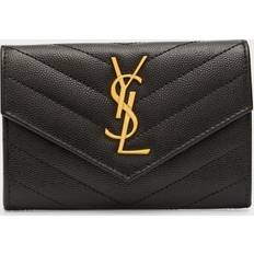 Saint Laurent Credit Card Slots Wallets Saint Laurent Small Grain de Poudre Envelope Wallet - BLACK