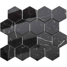 Flat Mosaic Tiles The Tile Life Stately Hex 11x14 Porcelain Mosaic Wall and Floor Tile Marquina Black