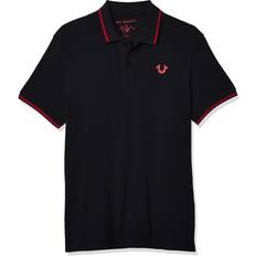 True Religion Men Polo Shirts True Religion Men's Crafted With Pride Polo Shirt - Black/Red Piping