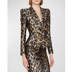 Balmain XL Ytterklær Balmain Slank Jakke I Leopard Jacquard - Brown