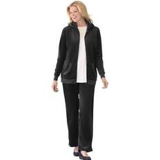 Woman Within Women Jumpsuits & Overalls Woman Within plus 2-piece velour hoodie set sweatsuit