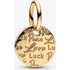 Pandora Peace, Love & Luck Dangle Charm Gold One