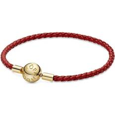 Red Bracelets Pandora Moments Woven Bracelet - Gold/Red