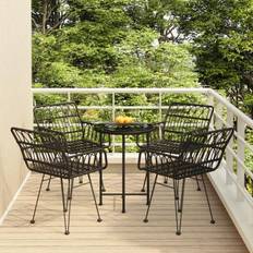 Set da pranzo per patio vidaXL Dining 5 Piece Table and Chairs Modern Black Poly Rattan Set da pranzo per patio