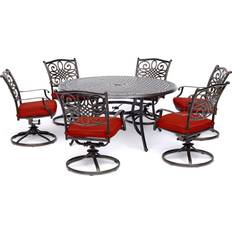 Patio Furniture Hanover CAMBRIDGE Red TRADDN7PCSWRD6-RED Cast-top Six Traditions Patio Dining Set