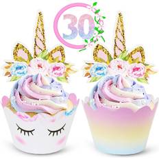 Bakeware Lifestyle Unicorn Cupcake Toppers and Wrappers Decorations 30 of Each Cake Decoration