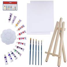 Paint Art canvas paint set supplies – 22-piece canvas acrylic painting kit with woo