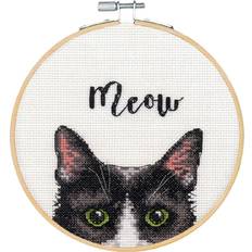 Cross Stitch Kits Needlework Kits Dimensions Dimensions Counted Cross Stitch Kit 6" Round-Meow 14 Count -72-75983